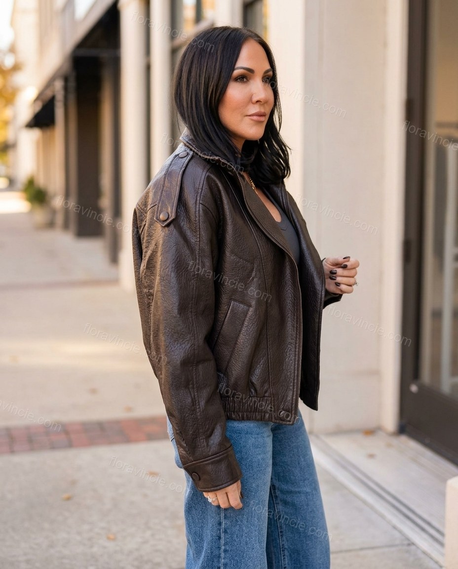 Dark Brown Jacket, alternate use-case lifestyle view, by Floravincie