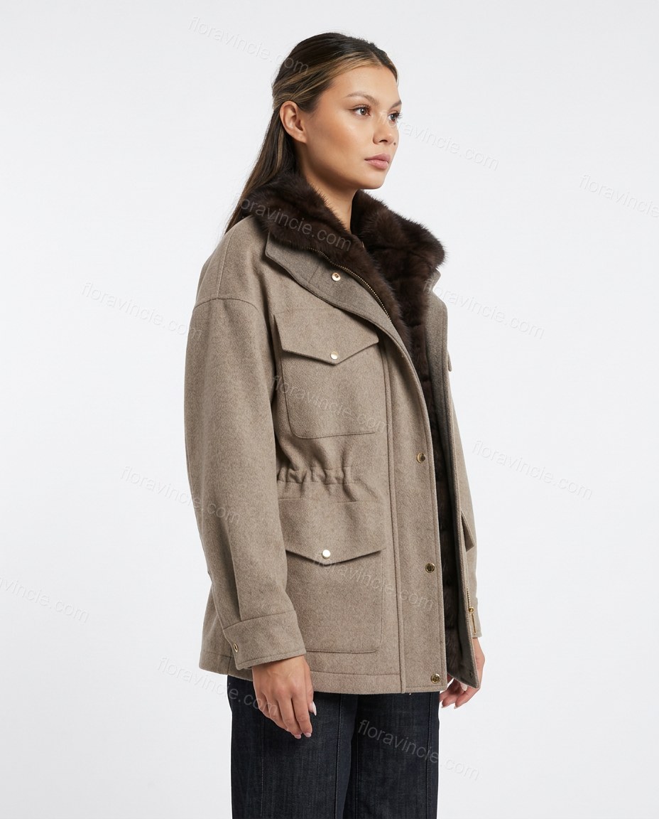 Taupe Jacket, side and back studio view, by Floravincie