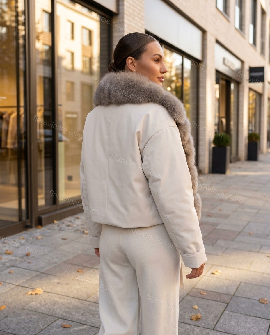 White Jacket, movement and fit lifestyle view, by Floravincie