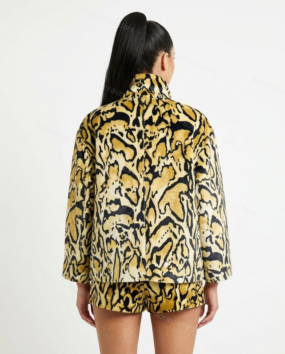 Yellow Animal Print Shorts Set, back studio view showing no visible details, by Floravincie