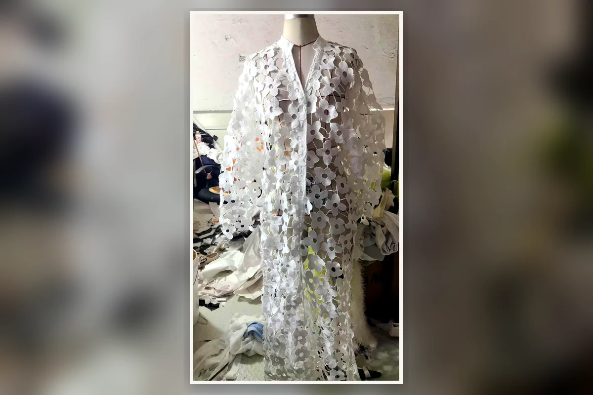 Mesh and lace garment sample