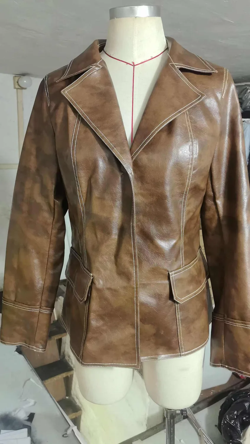 PU leather fashion jacket sample