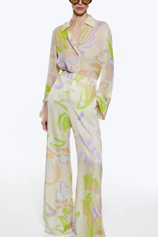 Flow Printed Blouse Set-ROVOLE