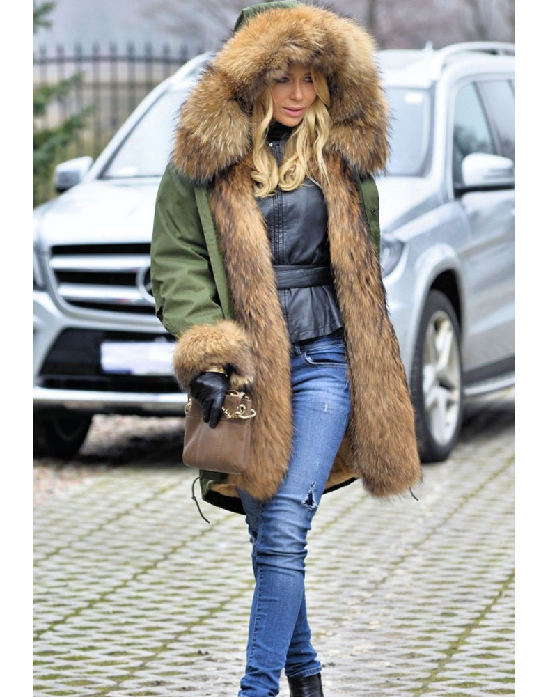 Trafni Womens Hooded Faux Fur Lined Warm Coats Parkas Anoraks Outwear Winter Long Jackets-Massicos