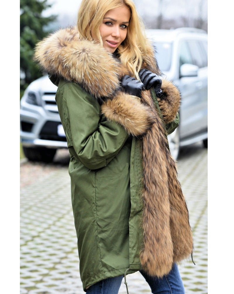 Trafni Womens Hooded Faux Fur Lined Warm Coats Parkas Anoraks Outwear Winter Long Jackets-Massicos