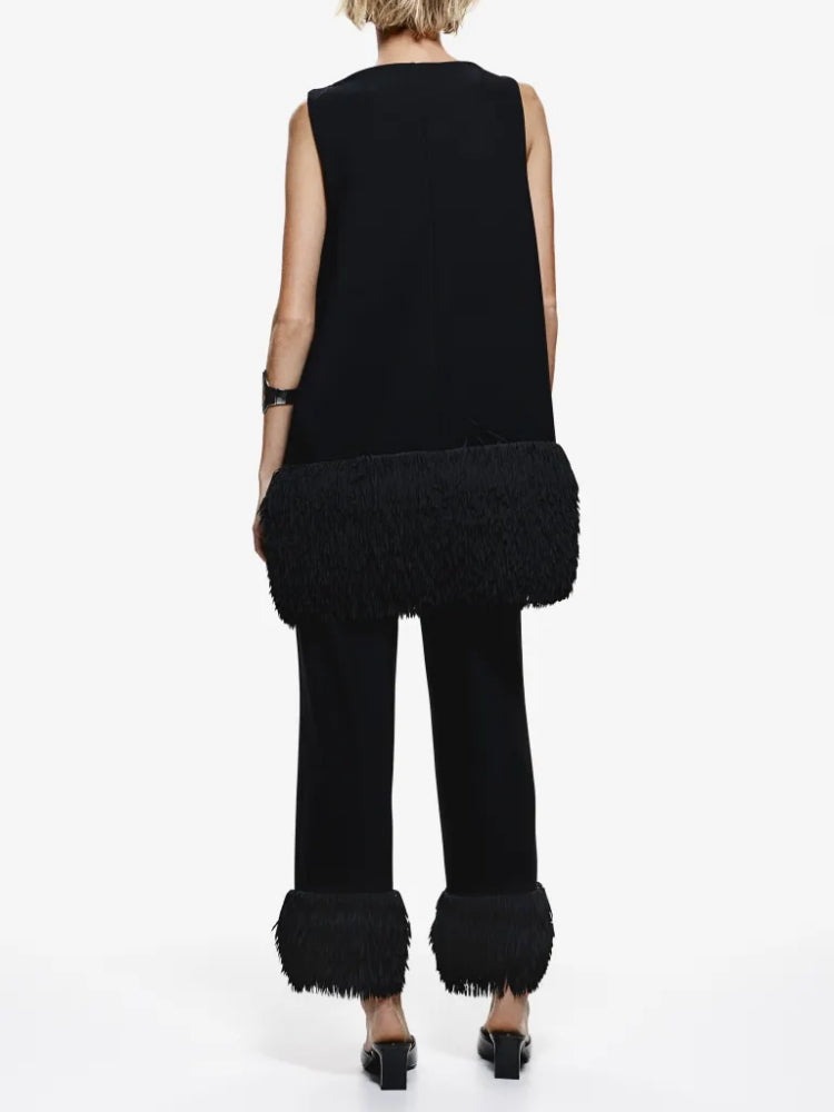 Statement Button Tuxedo Shirt & Fringed Trim Pants-Massicos