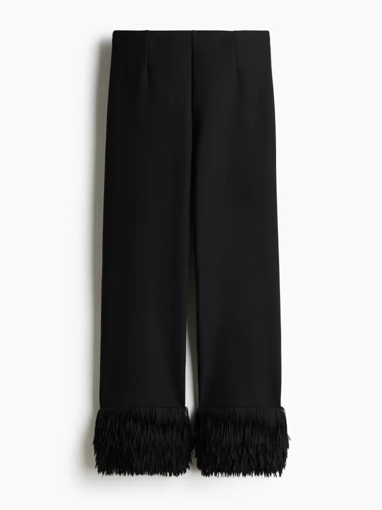 Statement Button Tuxedo Shirt & Fringed Trim Pants-Massicos
