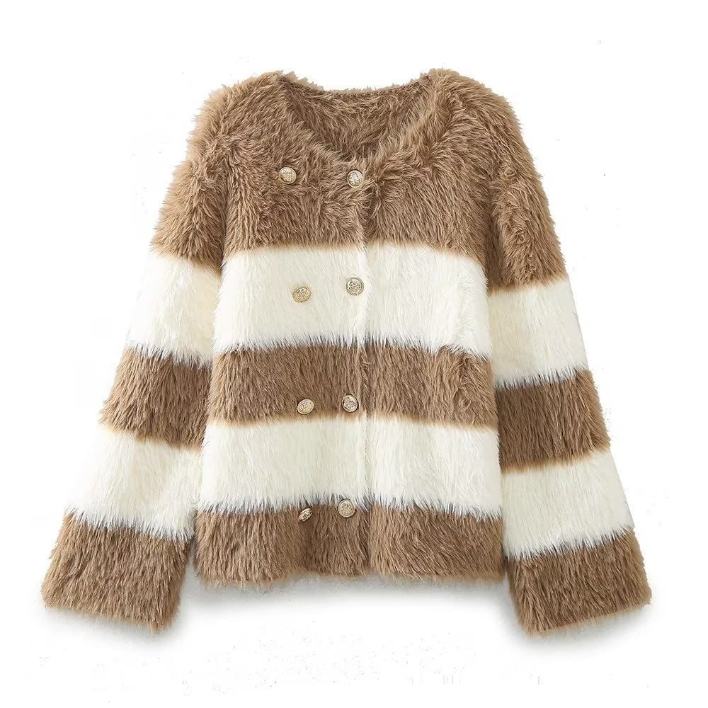 Blythe Fluffy Striped Jacket-Massicos