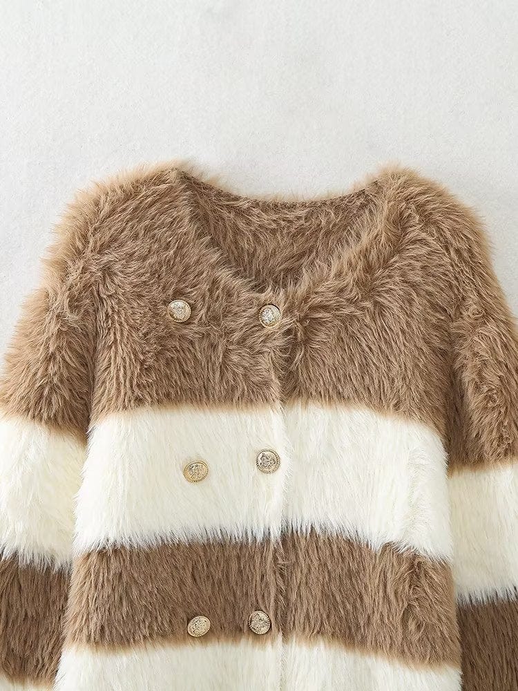 Blythe Fluffy Striped Jacket-Massicos