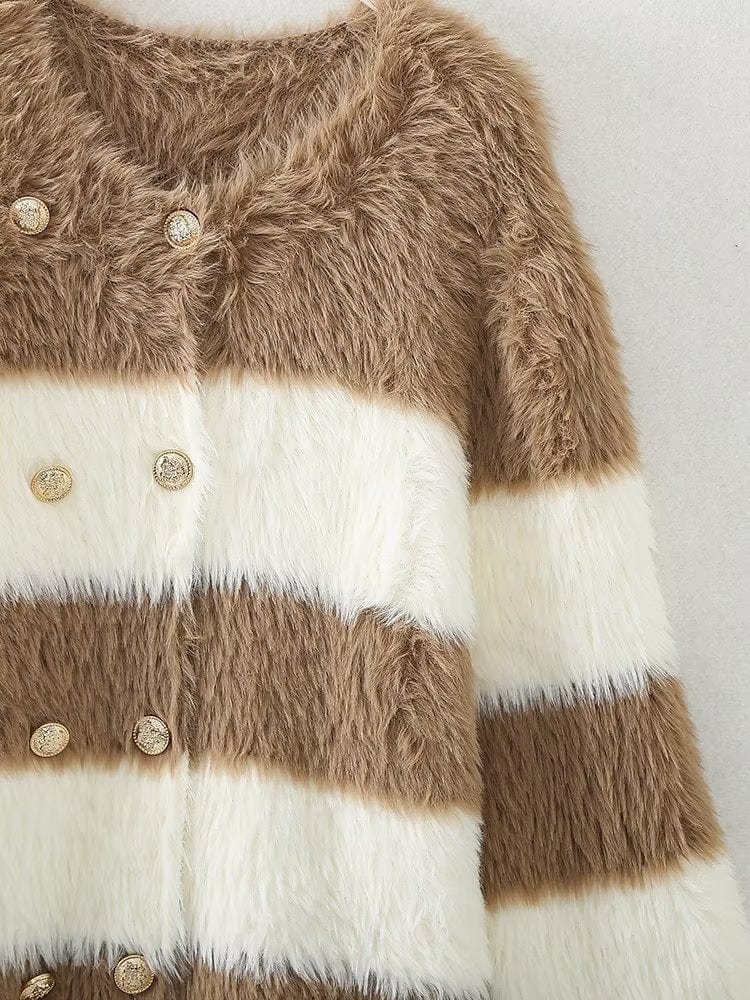 Blythe Fluffy Striped Jacket-Massicos