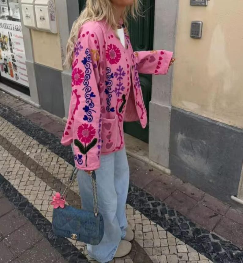 Cute Graffiti Style Print Thin Jacket-Massicos