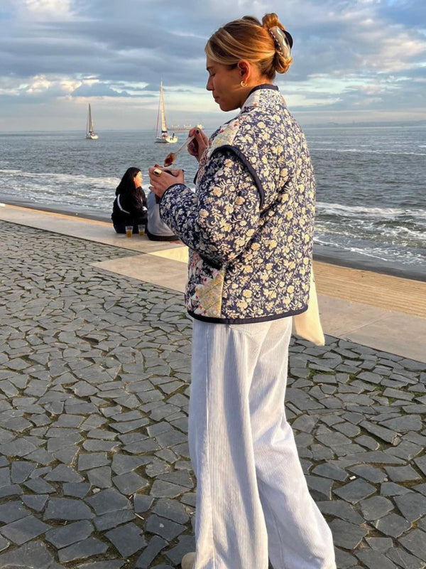 Printed Loose Quilted Jacket-Massicos
