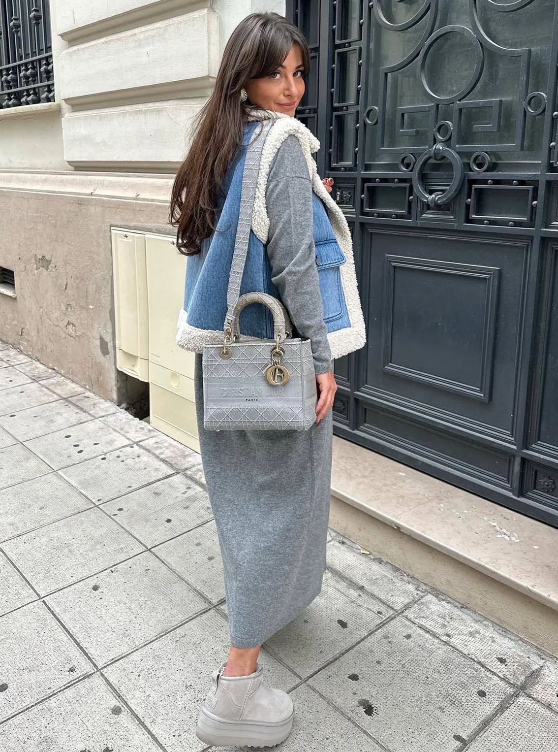 Denim Imitation Wool Waistcoat-Massicos