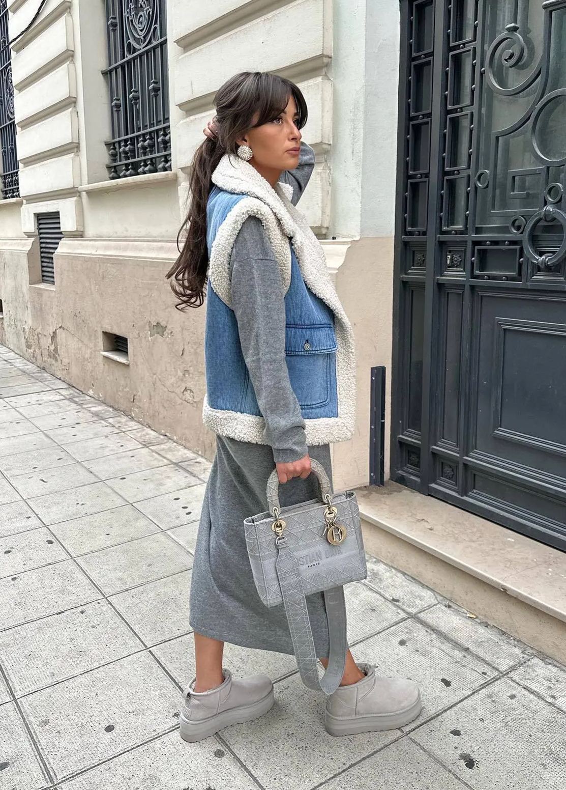 Denim Imitation Wool Waistcoat-Massicos