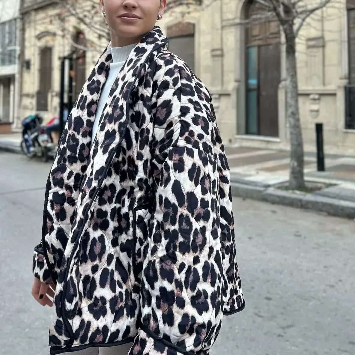 Leopard Print Quilted Jacket-Massicos