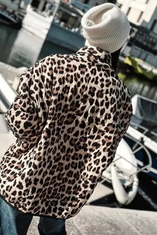 Leopard Print Quilted Jacket-Massicos