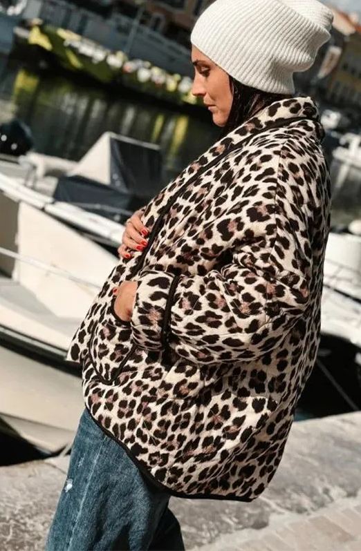 Leopard Print Quilted Jacket-Massicos