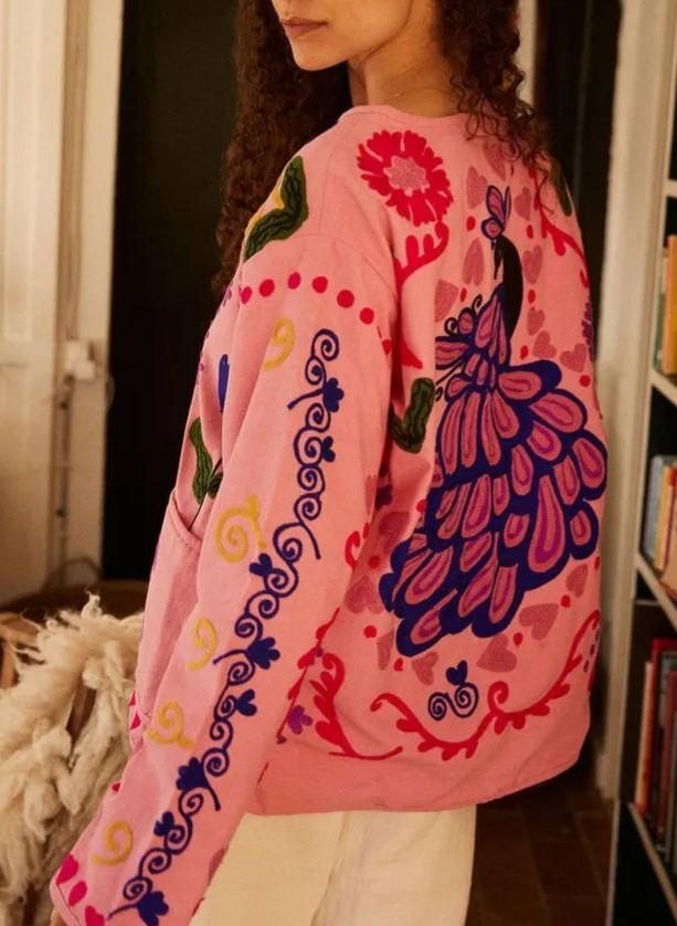 Cute Graffiti Style Print Thin Jacket-Massicos