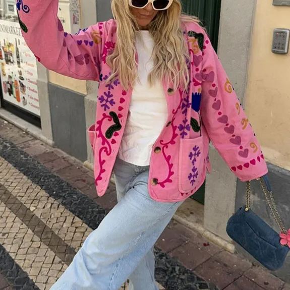 Cute Graffiti Style Print Thin Jacket-Massicos