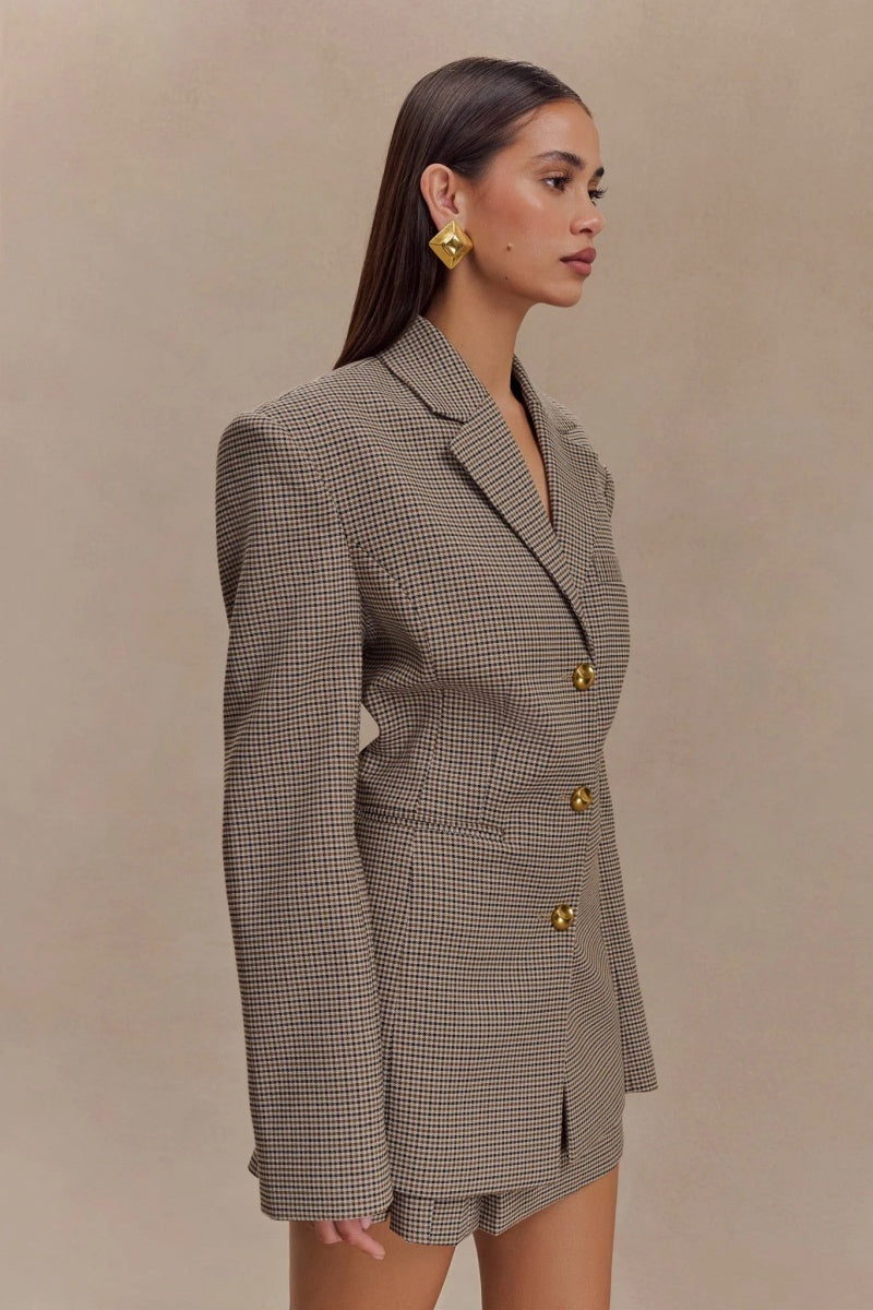Grid Buckle Blazer Jackets-ROVOLE