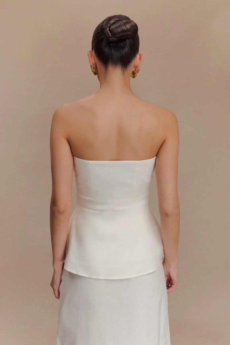 Elegant White Off-Shoulder Set-ROVOLE