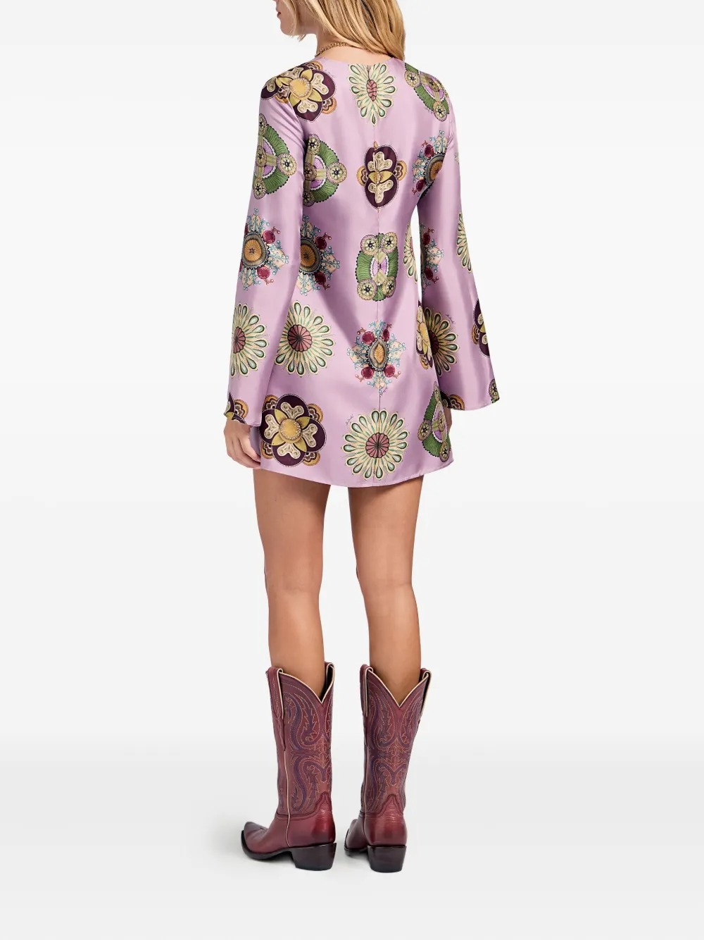 Ornate Print Relaxed-Fit Mini Dress