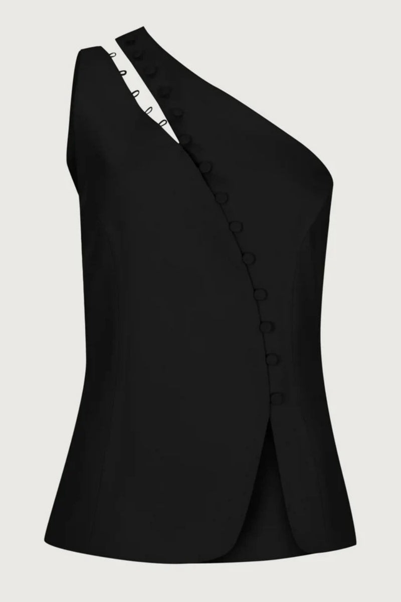 Ascent One-Shoulder Button Detail Top-ROVOLE