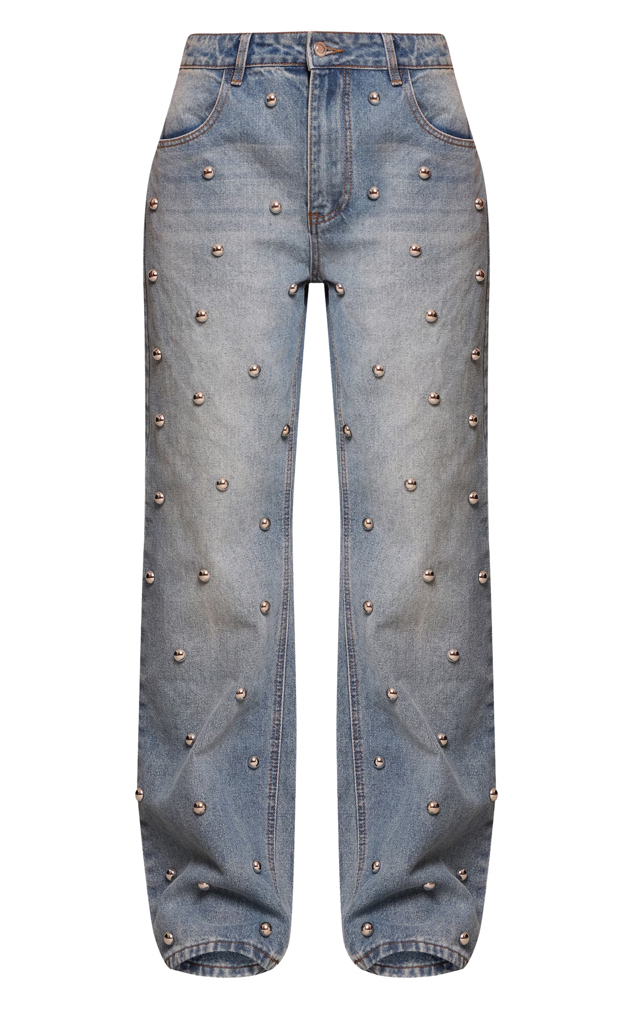 Studded Relaxed-Fit Jeans-Massicos