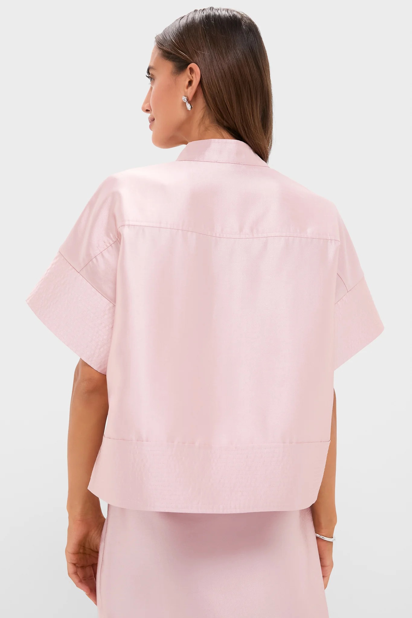 Stand-Collar Short-Sleeve Co-ord Set