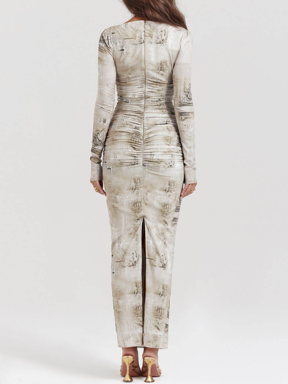 Pale Sage Print Maxi Dress-Massicos