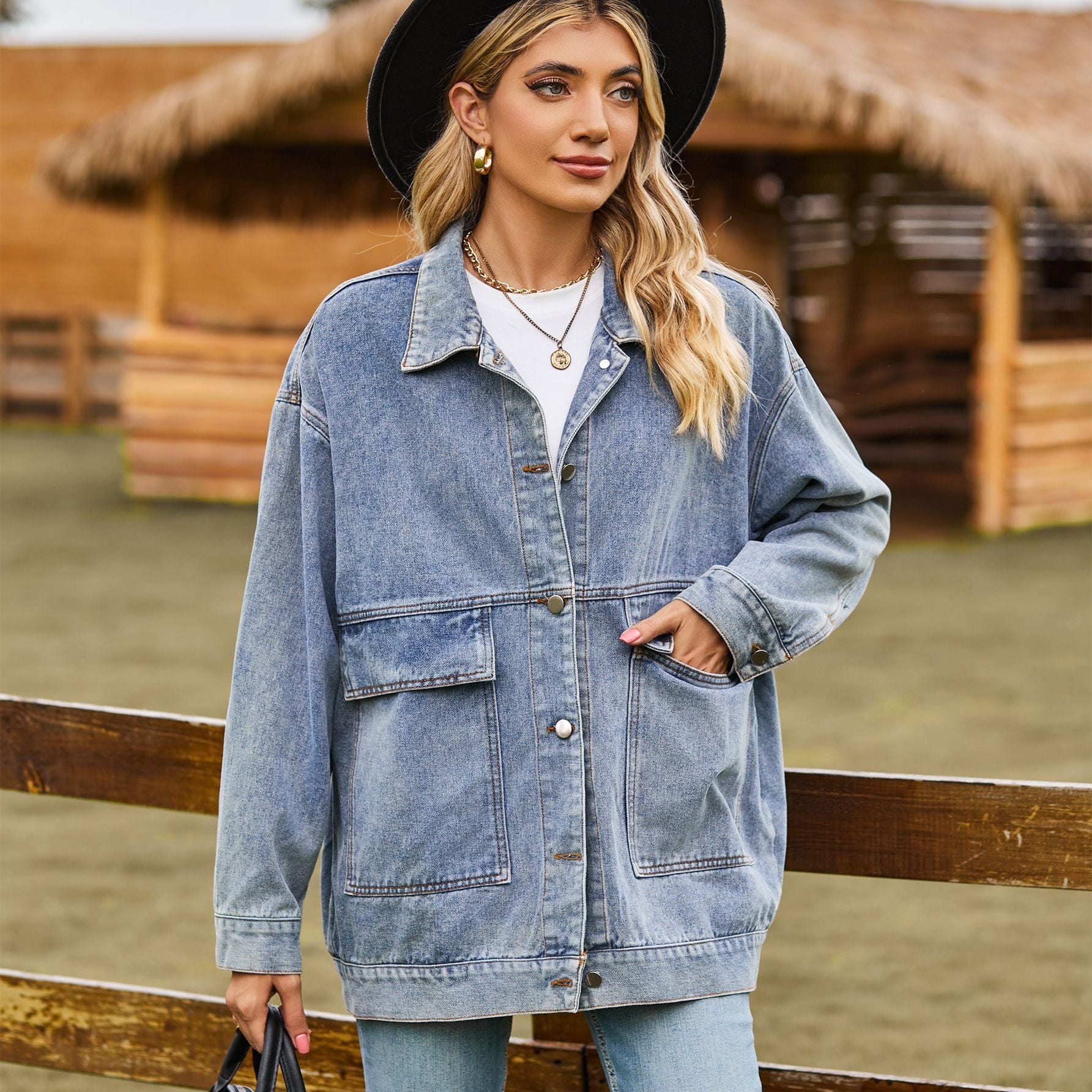Zoe Oversized Denim Jacket-Massicos