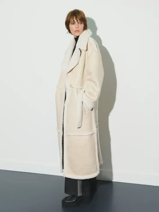 Beige long coat-Massicos