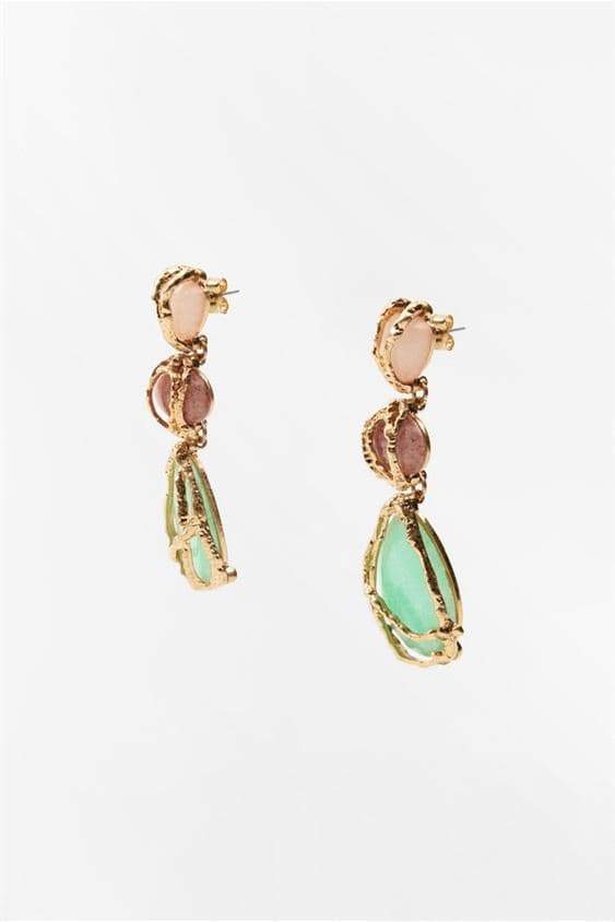 Multi Gem Dangle Earrings-ROVOLE