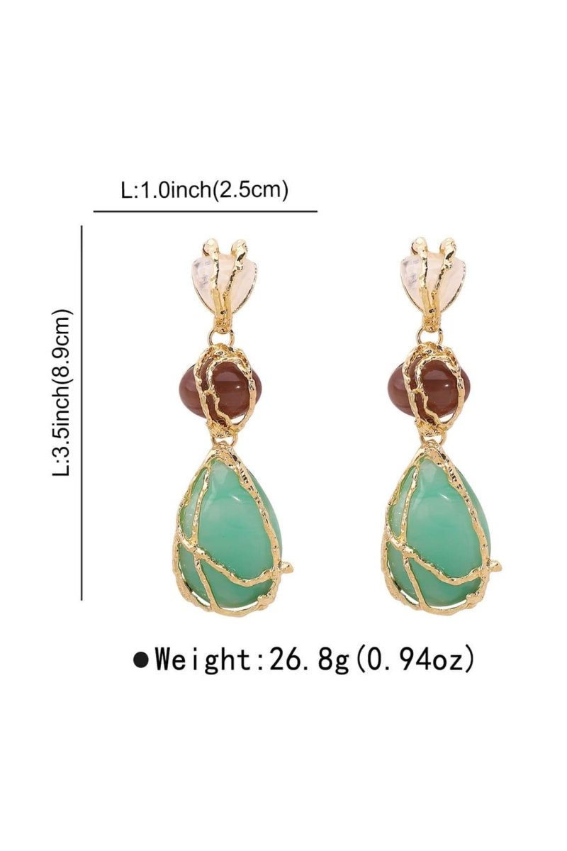 Multi Gem Dangle Earrings-ROVOLE