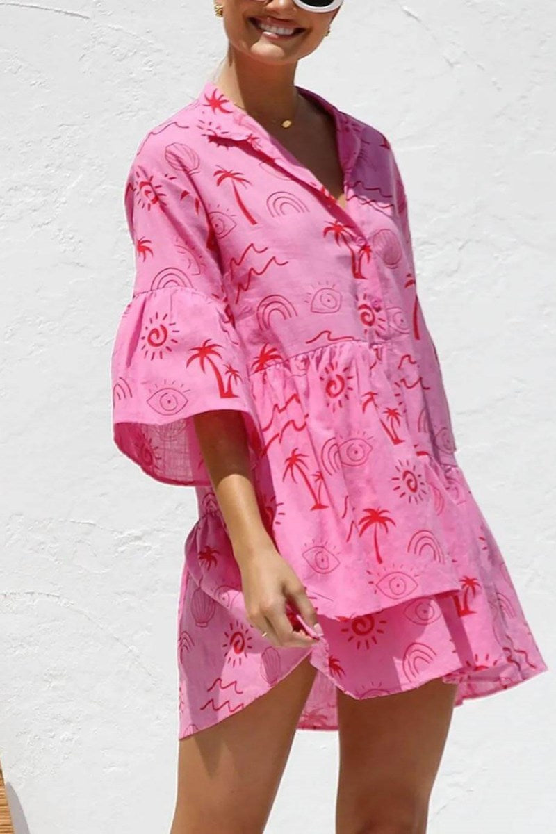 Ethnic Style Loose Shirt Short Dress-ROVOLE