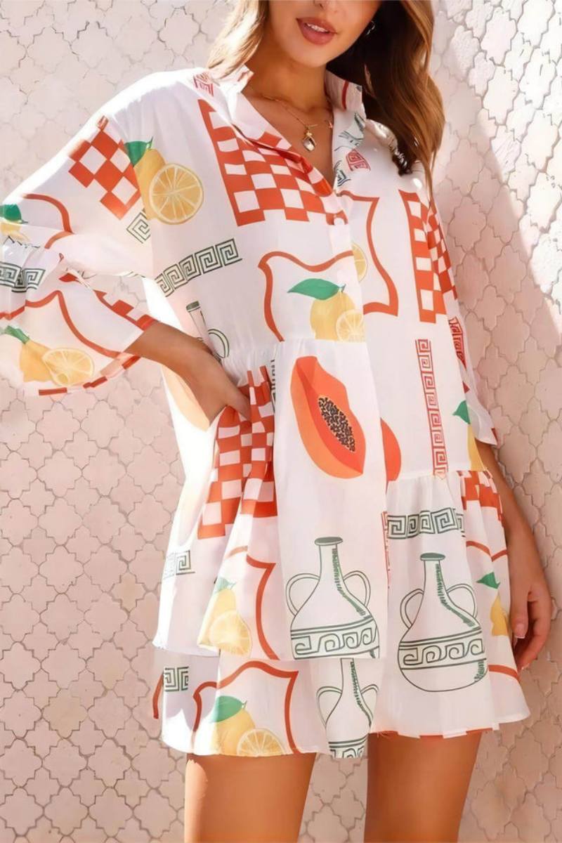 Ethnic Style Loose Shirt Short Dress-ROVOLE