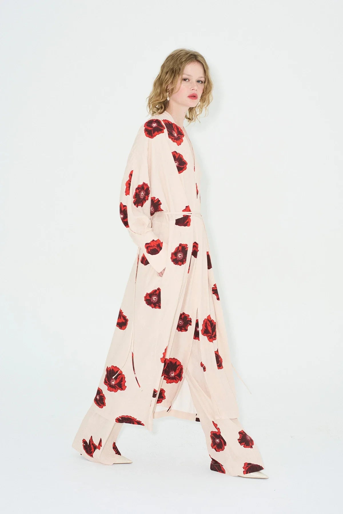 Sahara Print Kimono Dress - Coquelicot-ROVOLE