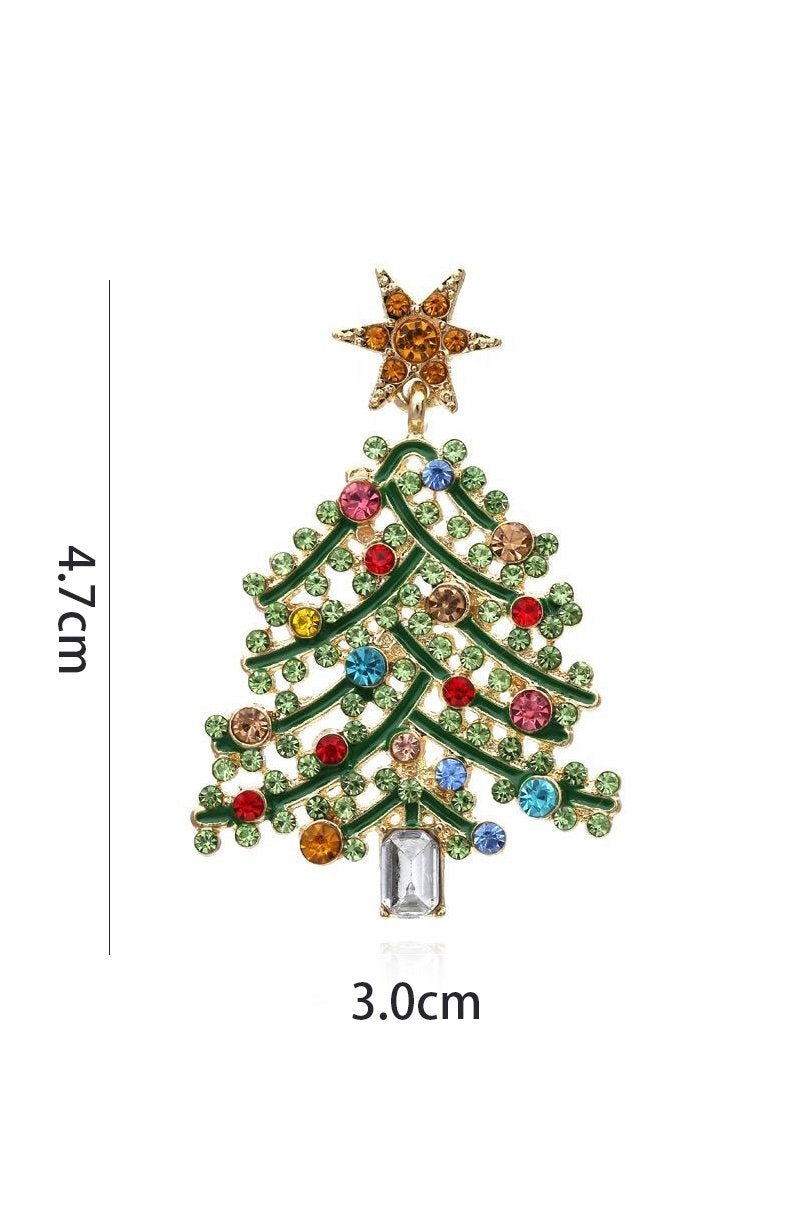 Rhinestone Christmas Tree Drop Earrings-ROVOLE