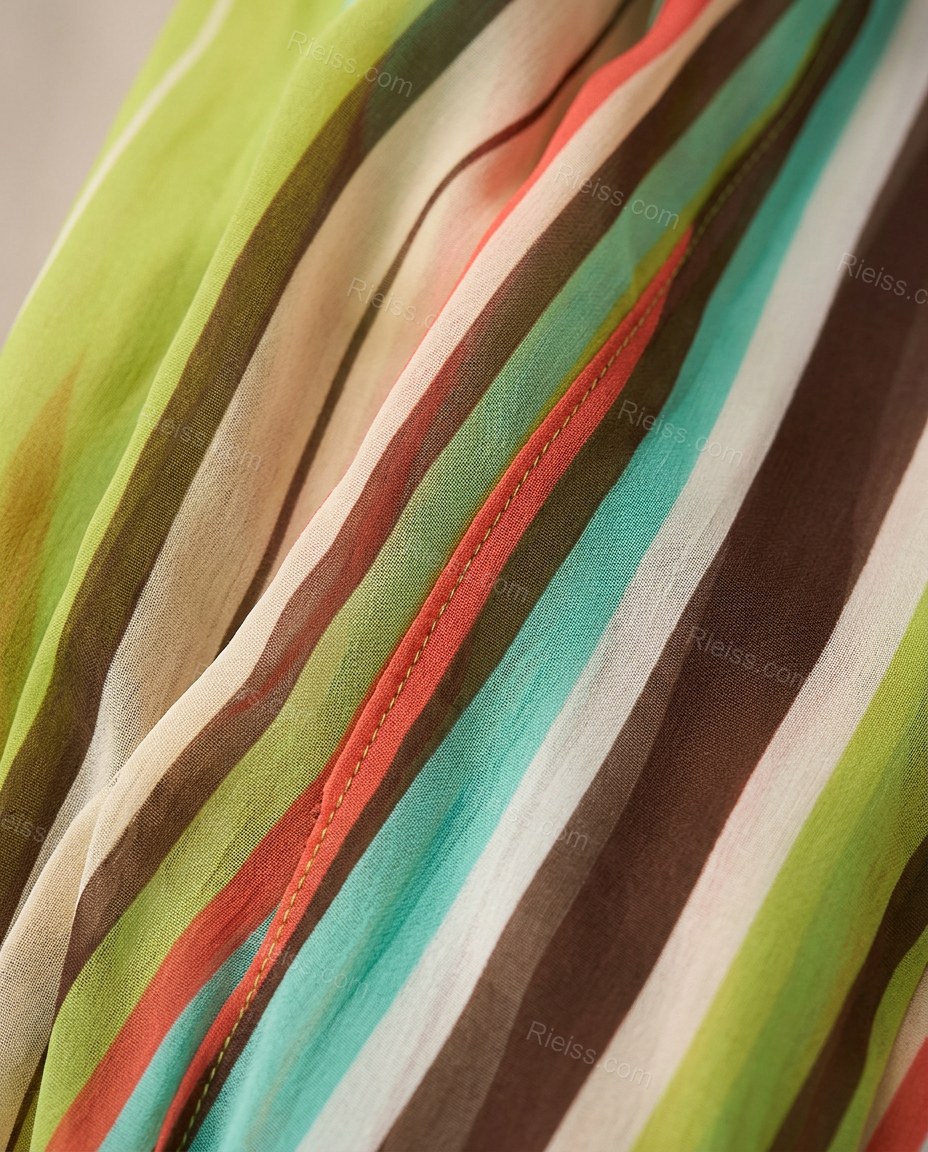 Multi-Color Striped Maxi Fringe Dress, close-up of striped, by Rieiss