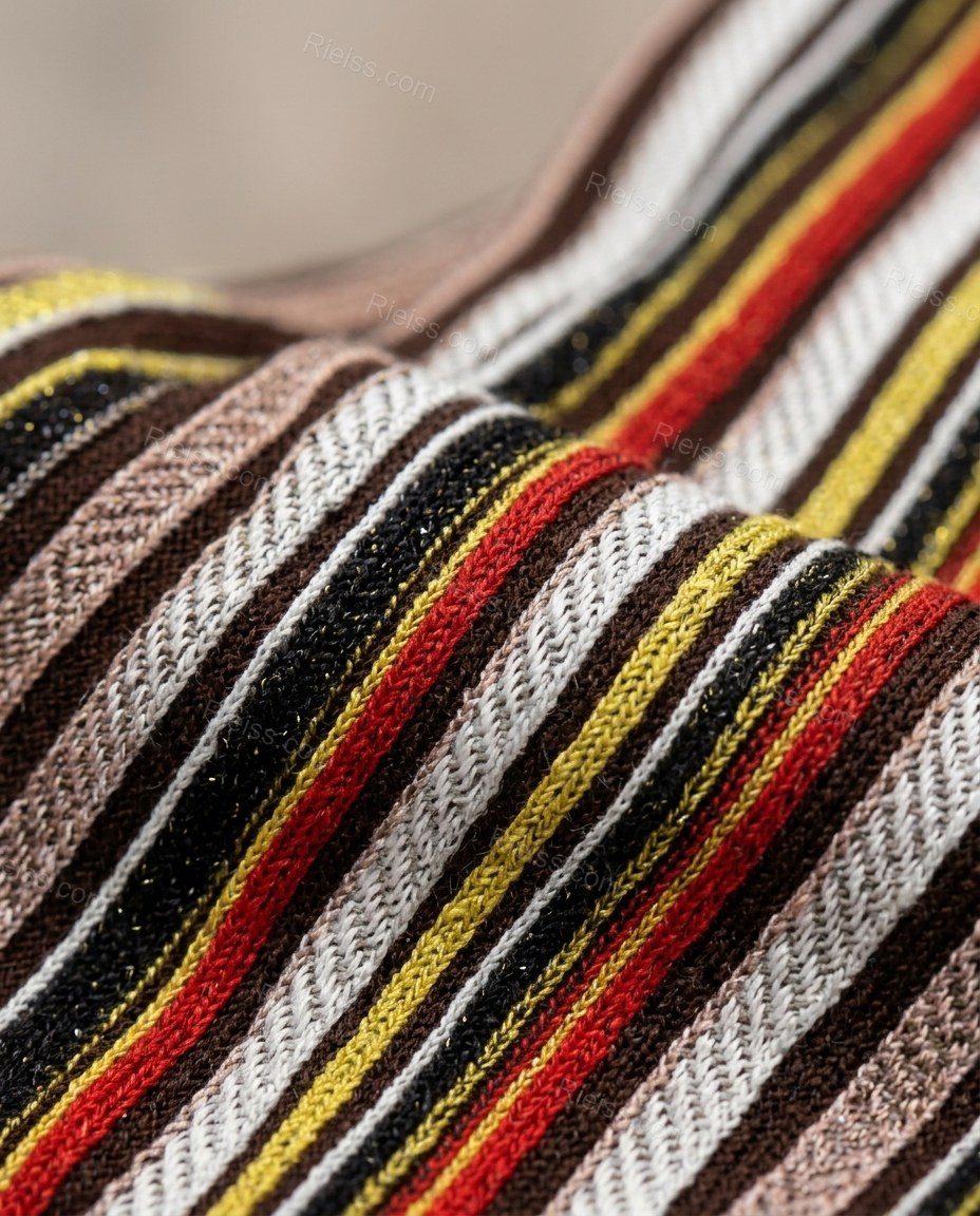 Brown Striped Open-Back Halter Dress, close-up of striped, by Rieiss