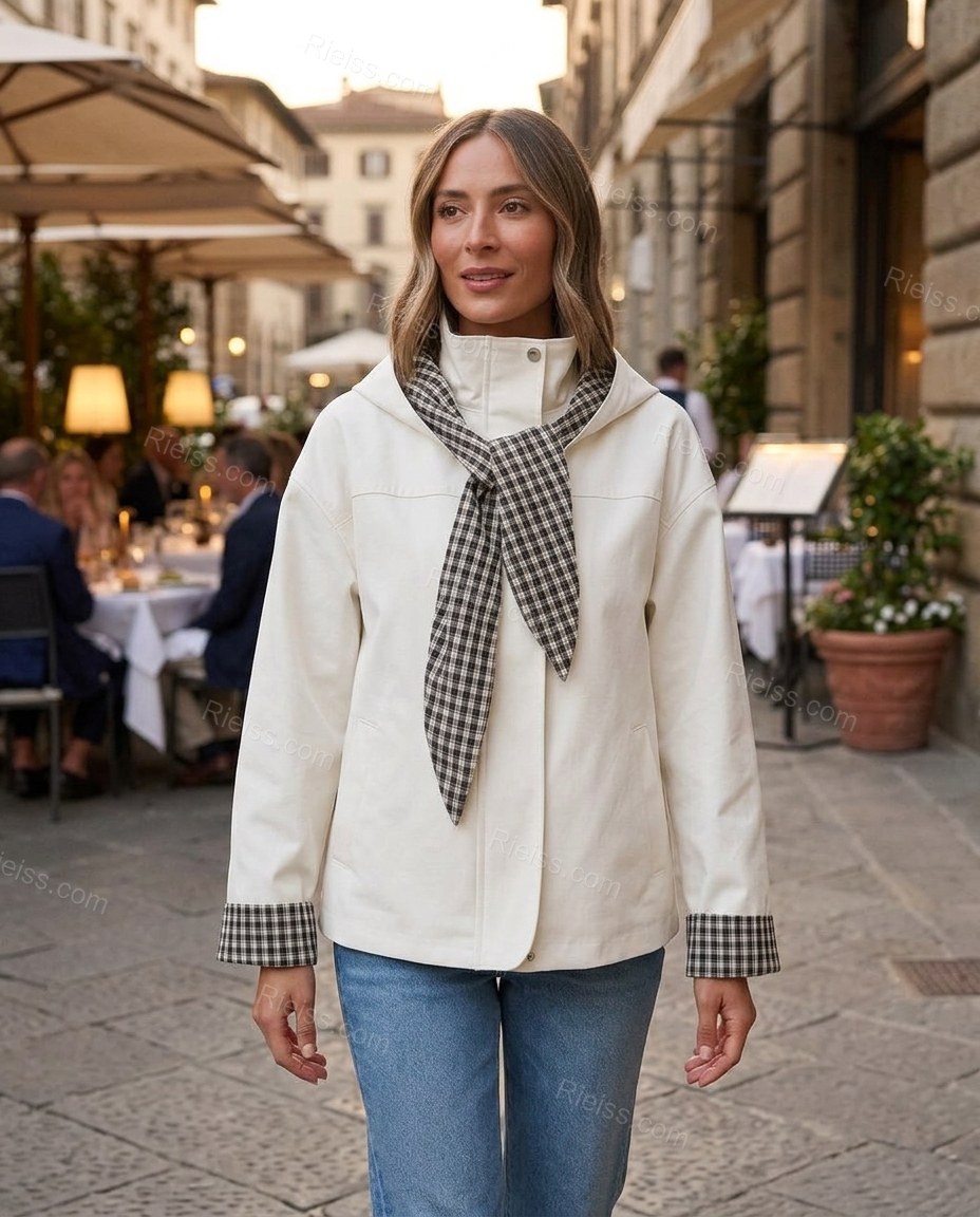 Off-white Plaid Jacket, alternate use-case lifestyle view, by Rieiss