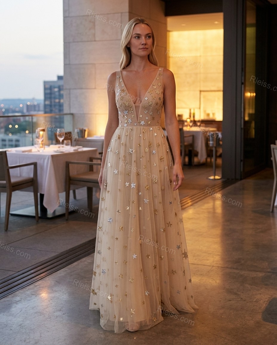 Beige Maxi Dress, alternate use-case lifestyle view, by Rieiss