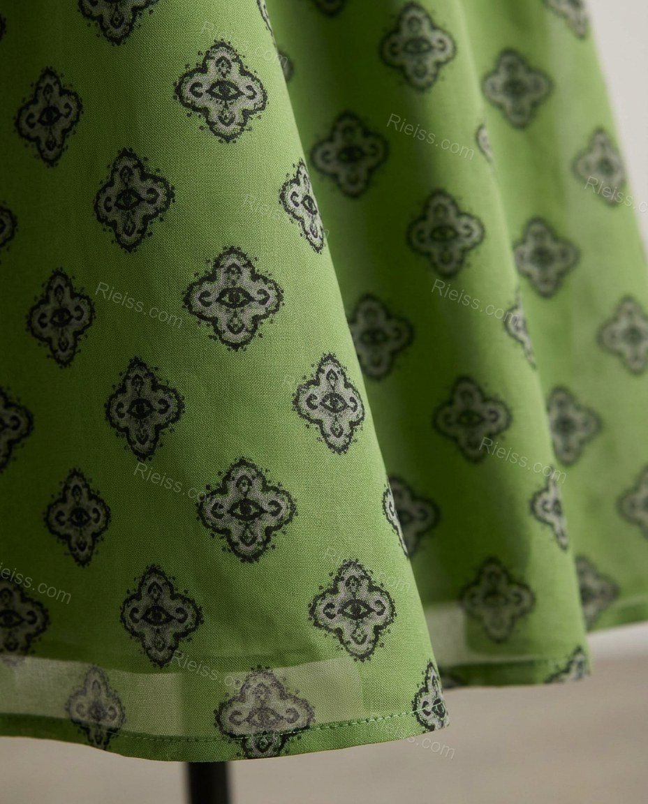 Green Geometric Maxi Dress, close-up of geometric, by Rieiss