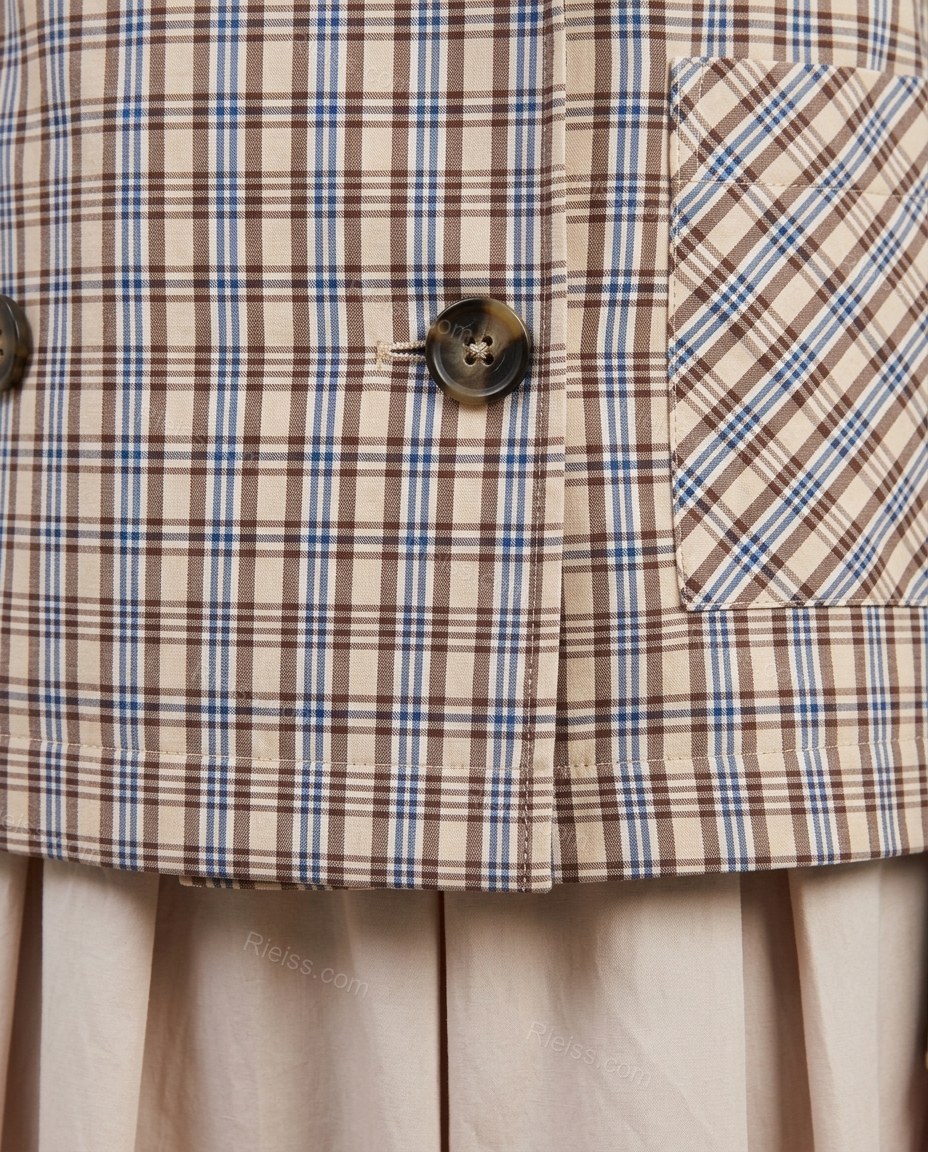 Beige Plaid Jacket, close-up of plaid, by Rieiss
