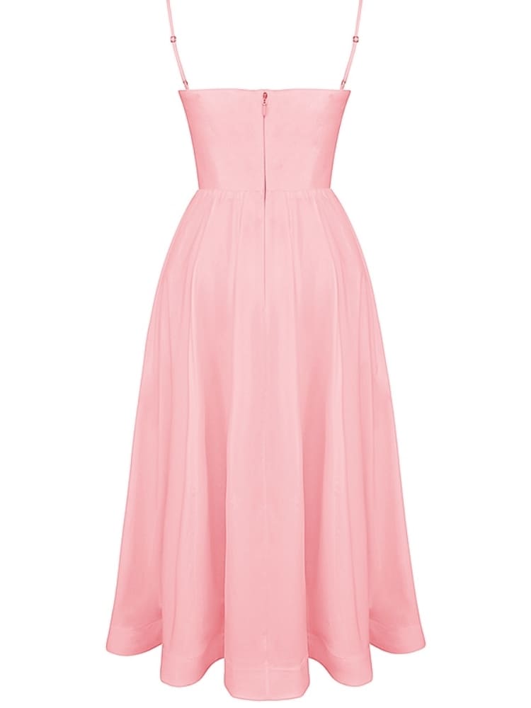 Rose Pink Cotton Corset Sundress-Massicos