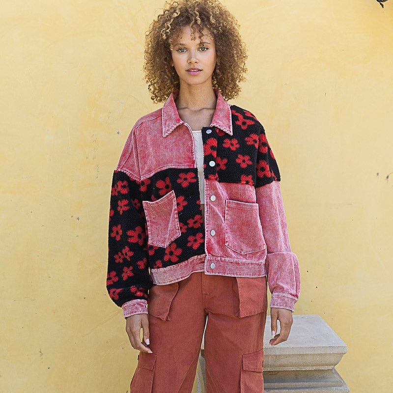Siara Floral Patchwork Corduroy Jacket-Massicos