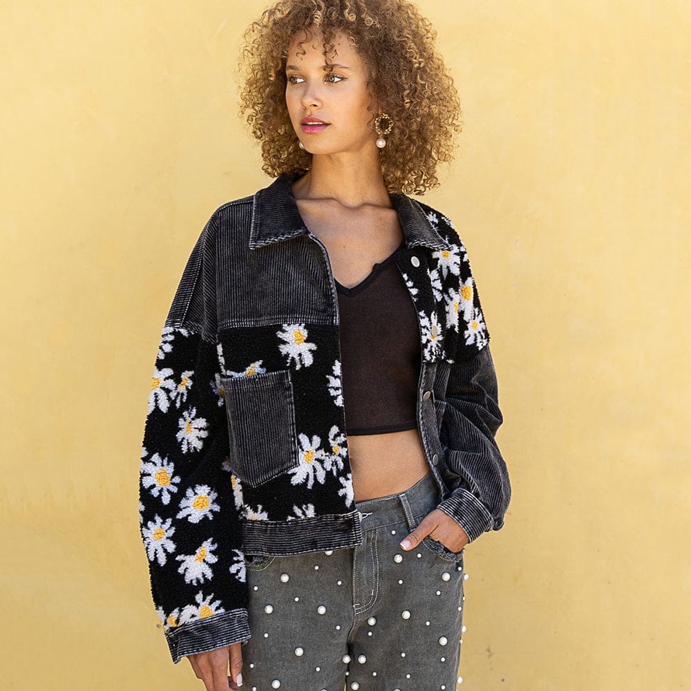 Siara Floral Patchwork Corduroy Jacket-Massicos