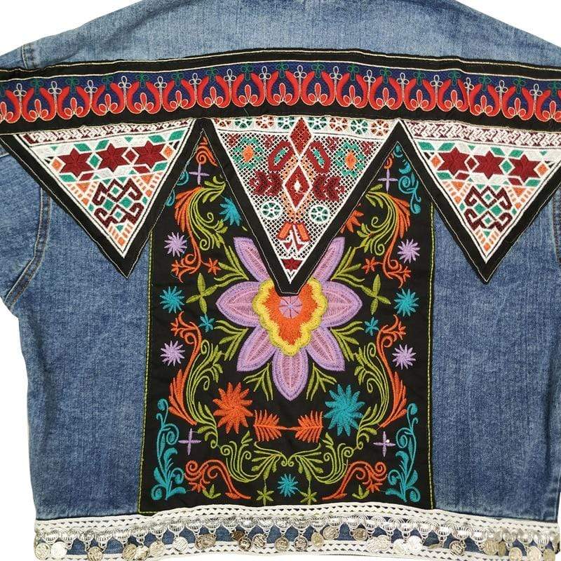 WickedAF Denim Floral Design Coat
