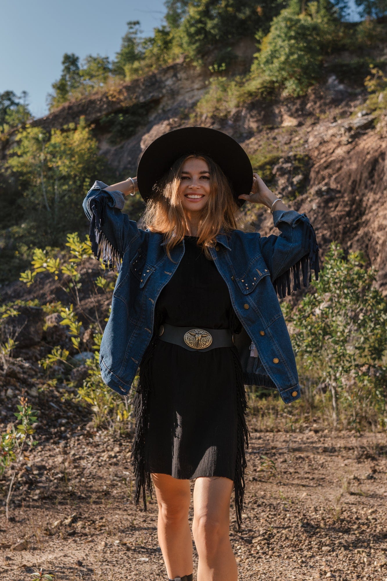 Floral Embroidered Denim Jacket-Massicos