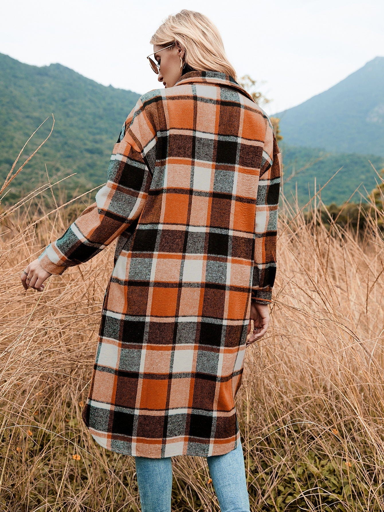 Celeste Longline Plaid Shacket-Massicos